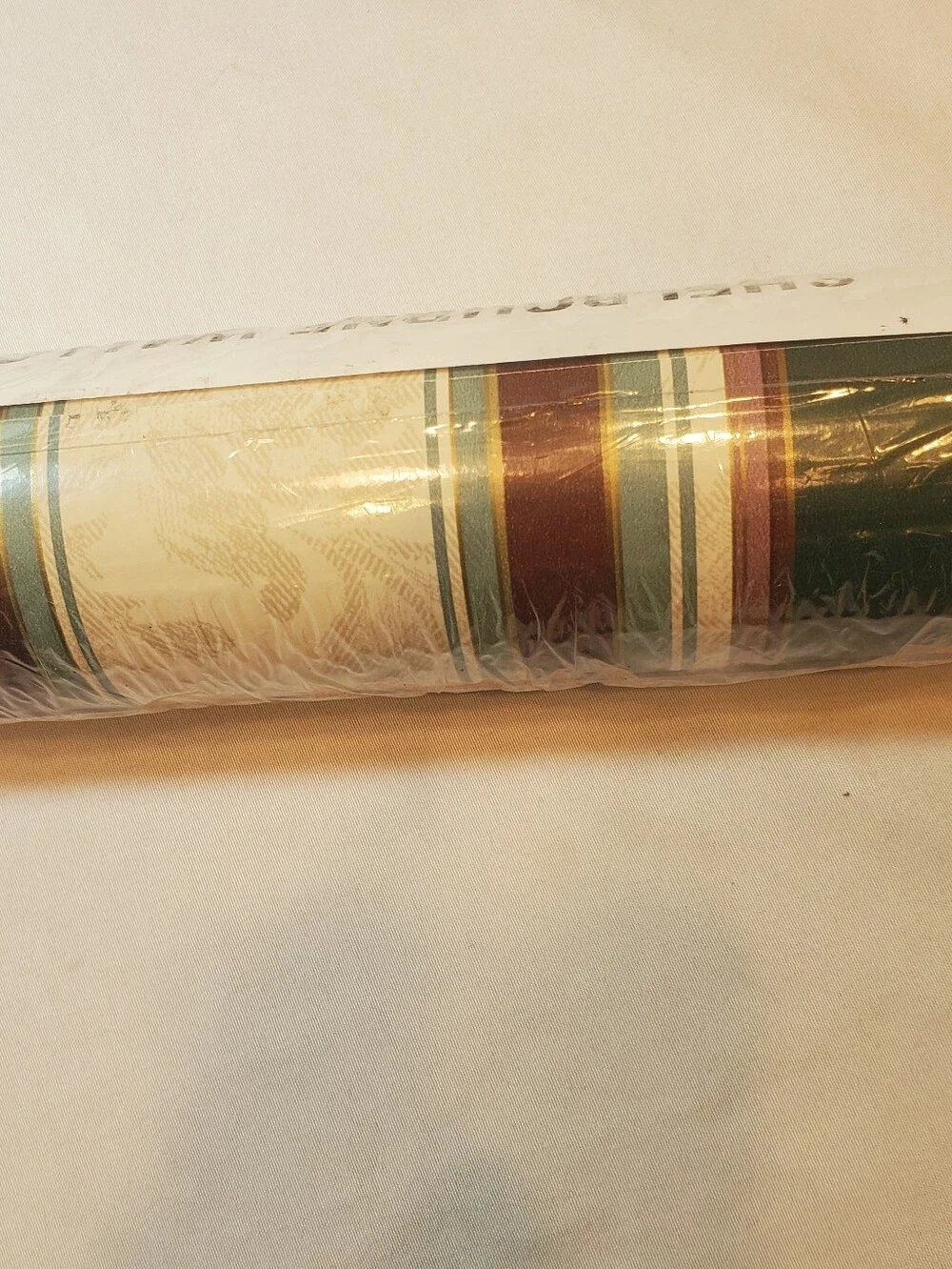 Shelbourne Vtg Striped Green Cream Wallpaper Double Roll 56.37 Sq Ft, Lot Of 3
